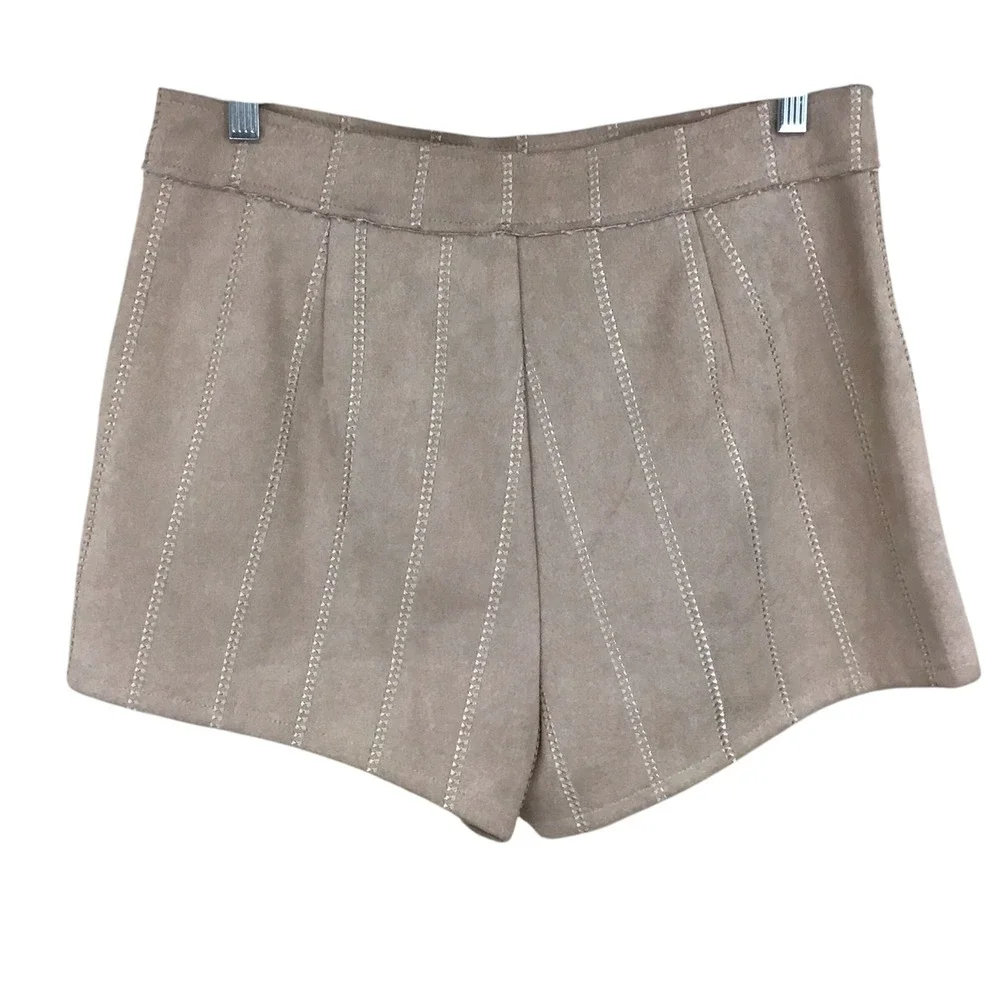 She + Sky Tan Faux‎ Suede High Waisted Shorts L